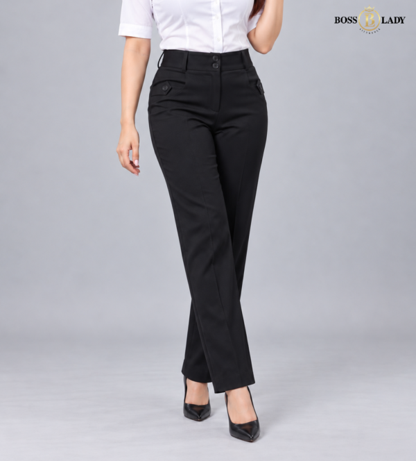 01 BK 3 Black Relaxed-Fit Formal Pant
