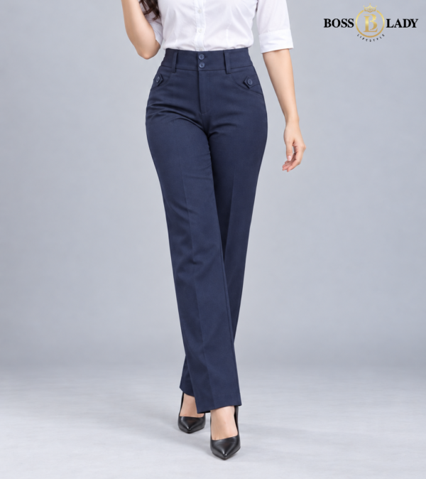 Navy Blue Relaxed-Fit Formal Pant