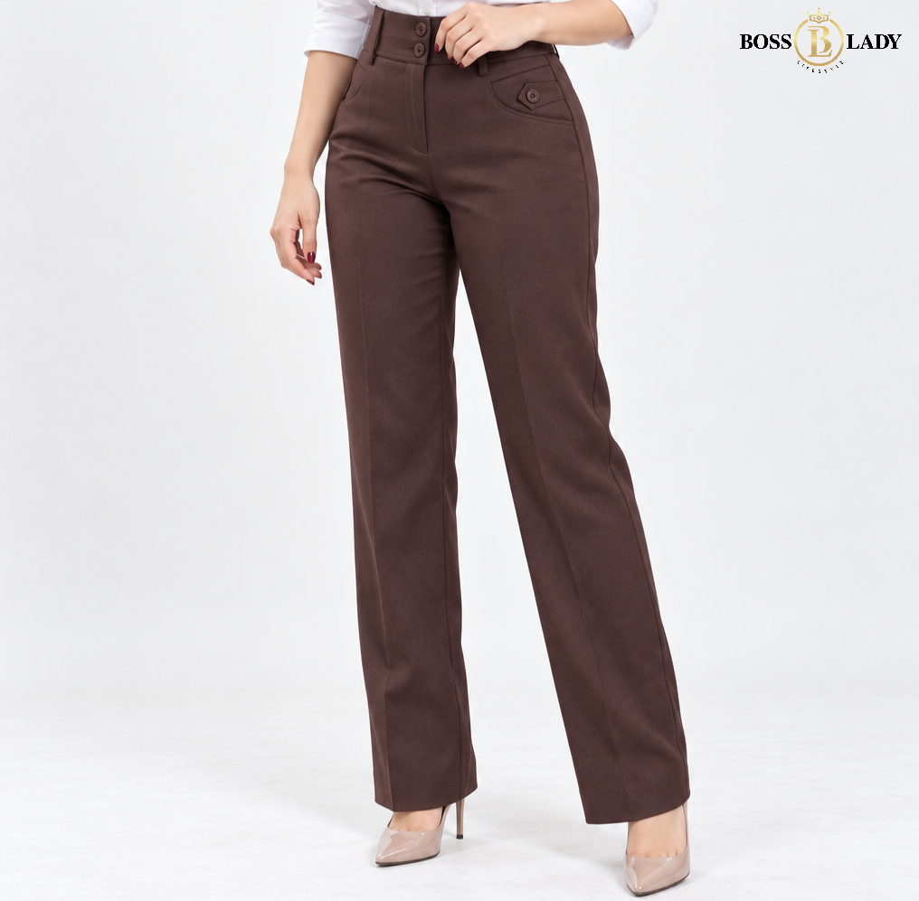 Coffee Brown Relaxed-Fit Formal Pant