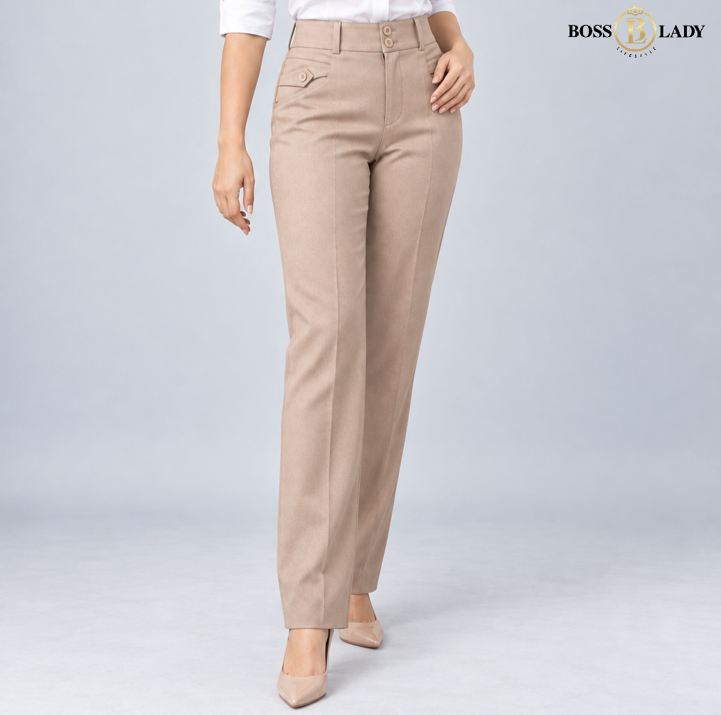 Camel Relaxed-Fit Formal Pant