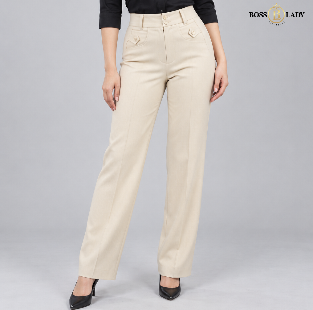 Light Cream Relaxed-Fit Formal Pant