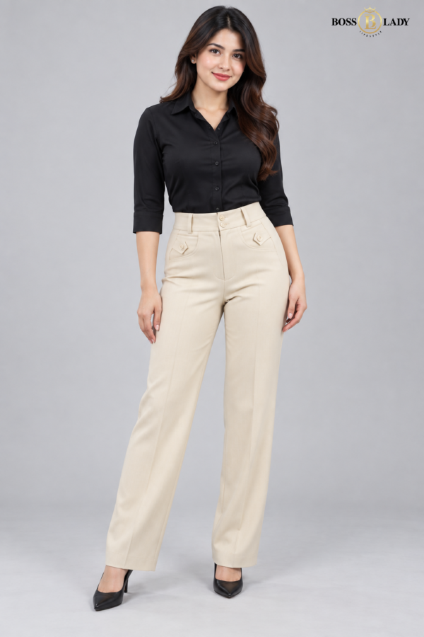 Light Cream Relaxed-Fit Formal Pant