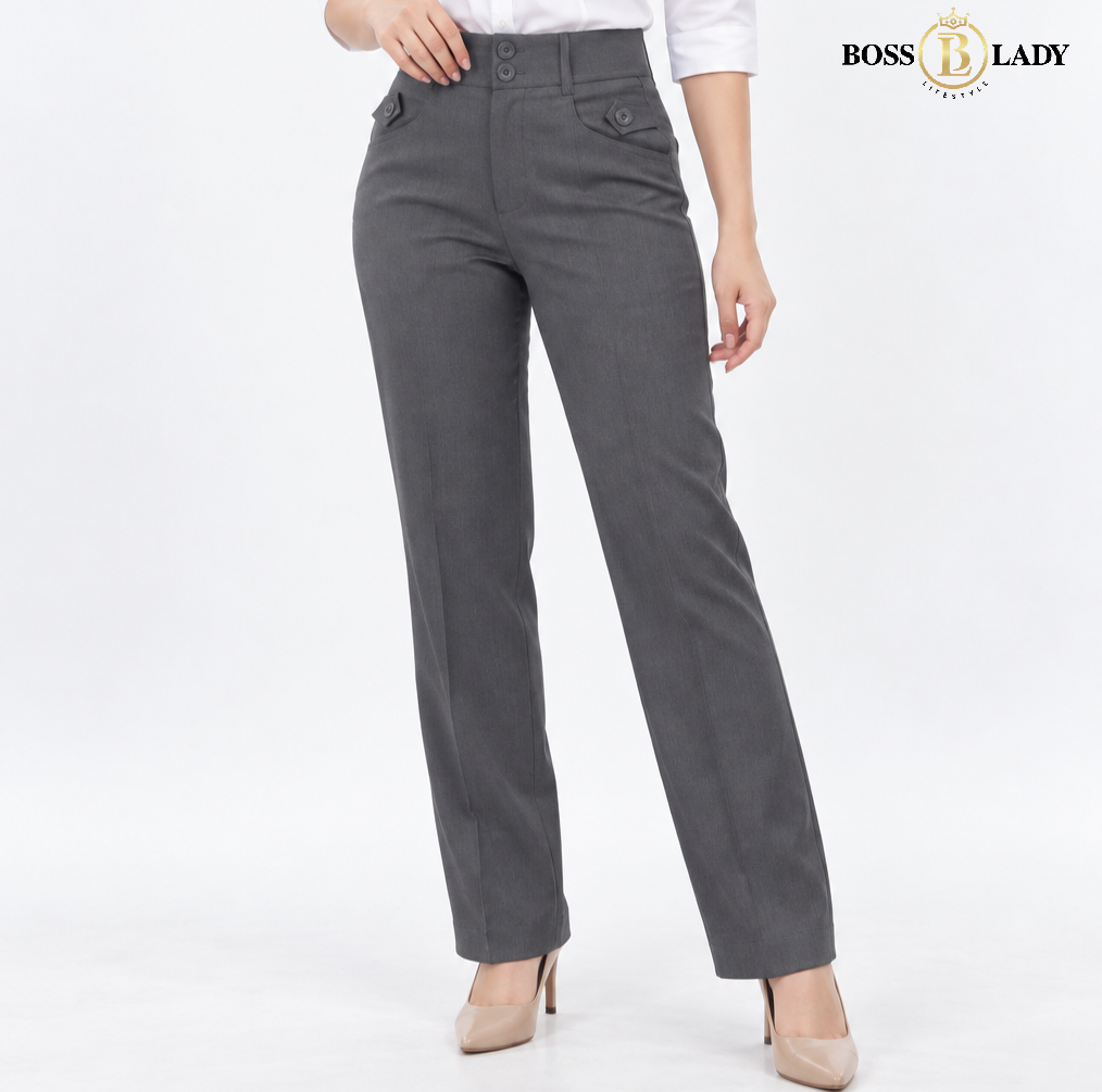 Charcoal Gray Relaxed-Fit Formal Pant