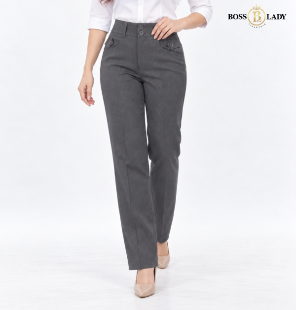 Charcoal Gray Relaxed-Fit Formal Pant