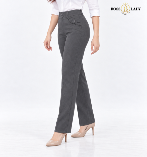 Charcoal Gray Relaxed-Fit Formal Pant