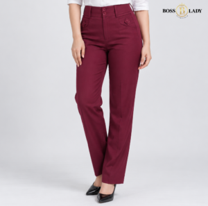 01 MR 1 Maroon Relaxed-Fit Formal Pant