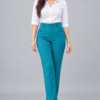 Teal Blue Relaxed-Fit Formal Pant