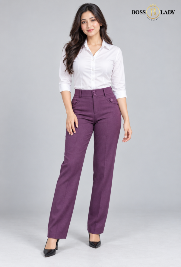 01 PR 5 Royal Purple Relaxed-Fit Formal Pant