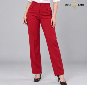 01 RD 1 Crimson Red Relaxed-Fit Formal Pant