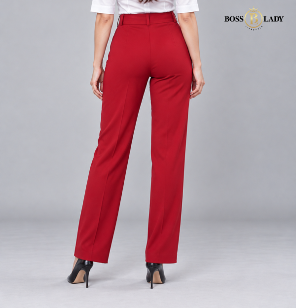 Crimson Red Relaxed-Fit Formal Pant