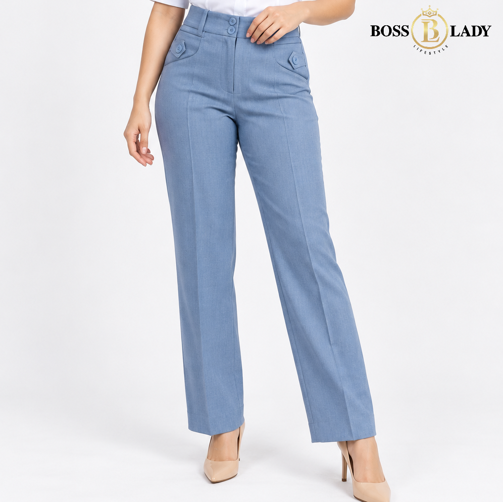 Powder Blue Relaxed-Fit Formal Pant