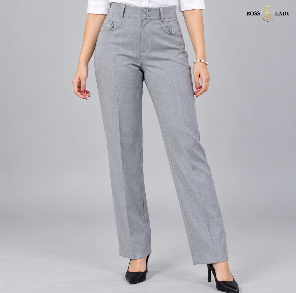 Light Gray Relaxed-Fit Formal Pant