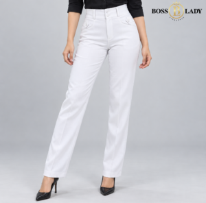 Ivory White Relaxed-Fit Formal Pant