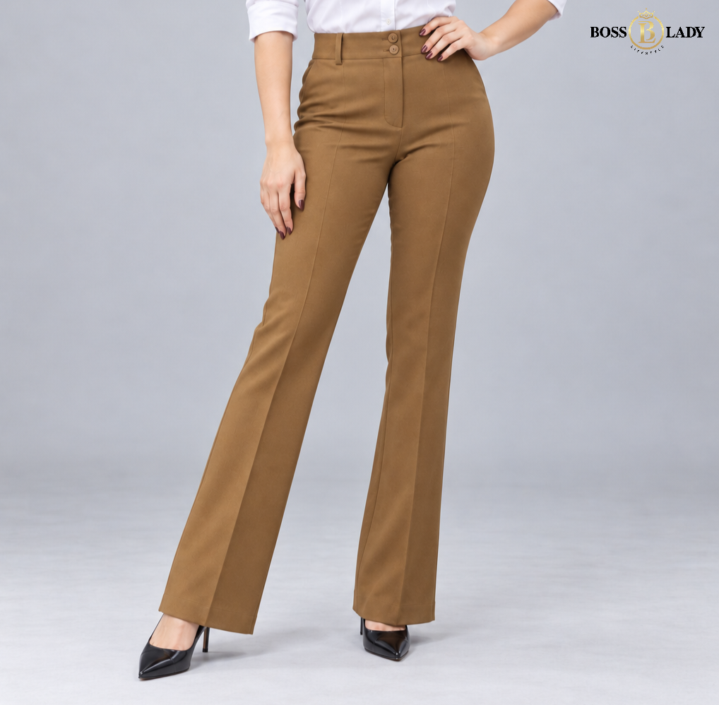 Camel Brown Belly-Straight Formal Pant