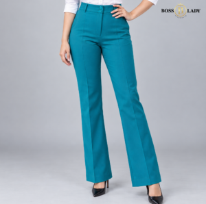 Teal Blue Belly-Straight Formal Pant