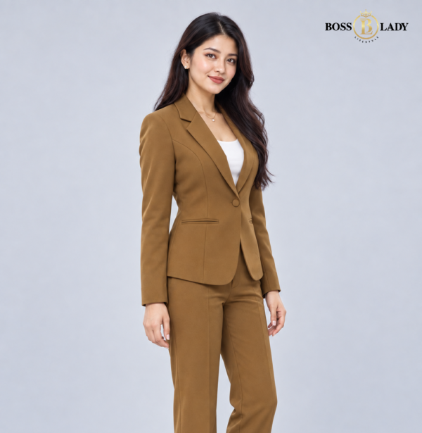 100 BRN 2 Camel Brown Formal Blazer