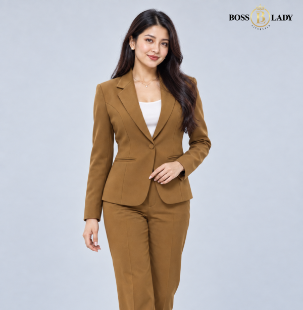 100 BRN 3 Camel Brown Formal Blazer