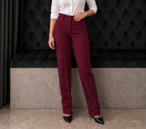maroon straight1 Maroon Relaxed-Fit Formal Pant