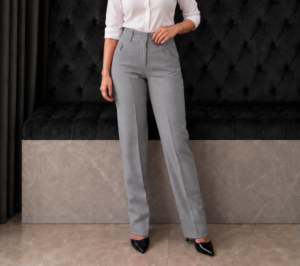 Silver Gray Relaxed-Fit Formal Pant