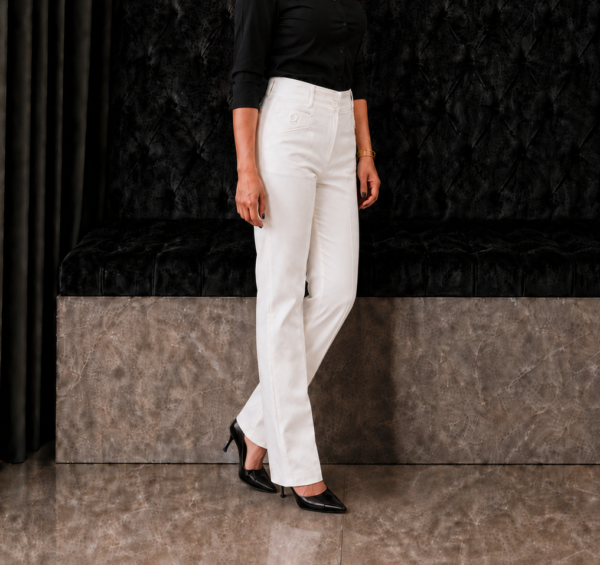 white p3 Ivory White Relaxed-Fit Formal Pant
