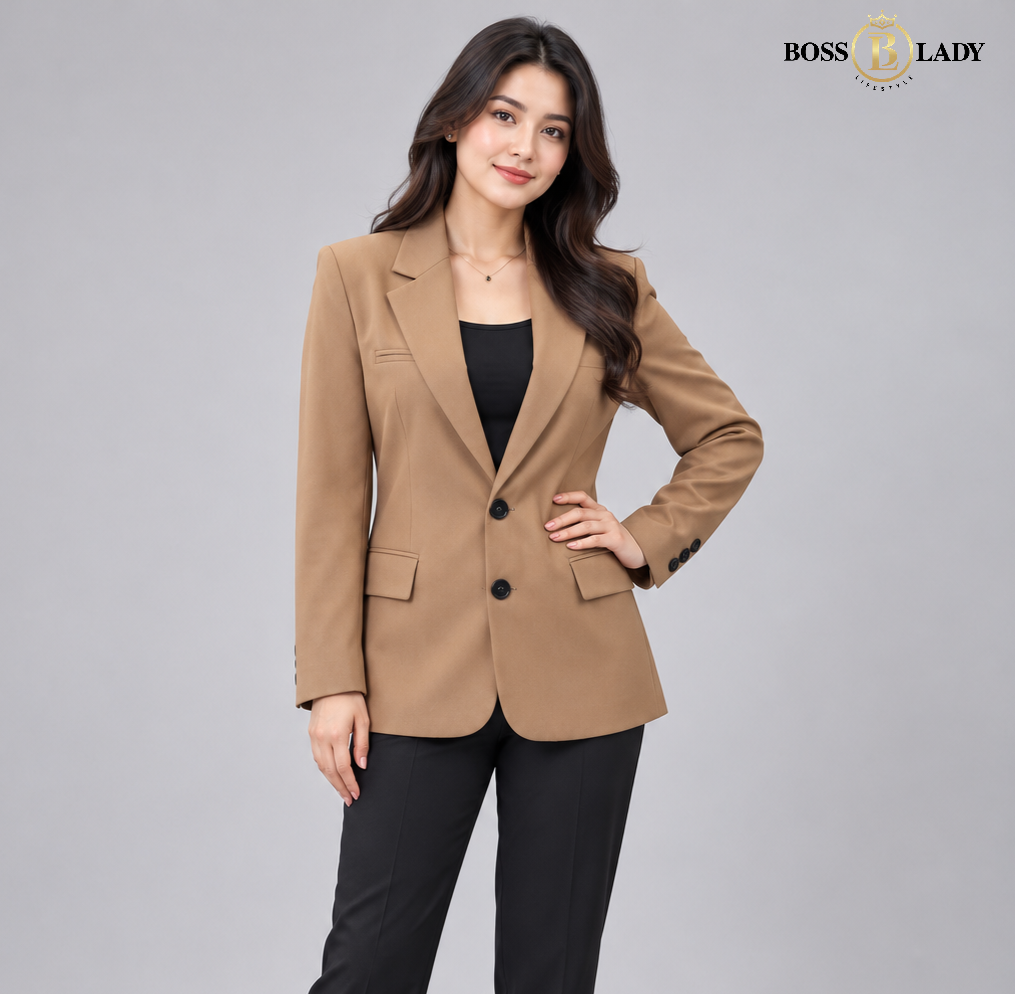 Signature Single-Breasted Brown Blazer
