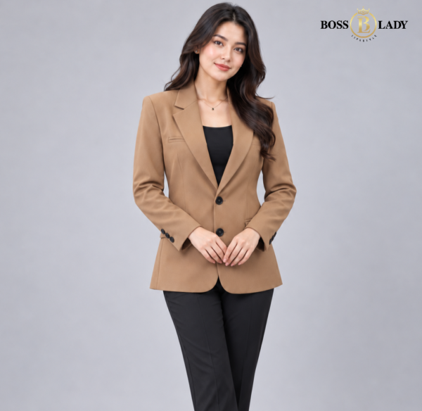 Signature Single-Breasted Brown Blazer