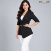 Black Double-Breasted Longline Blazer