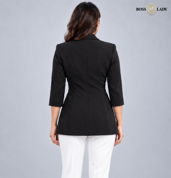 Black Double-Breasted Longline Blazer