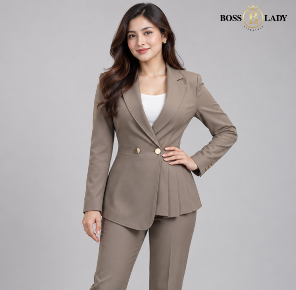 Tailored Peplum Brown Blazer