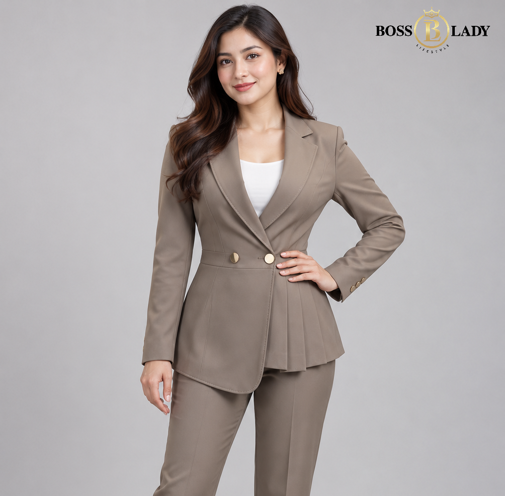 Tailored Peplum Brown Blazer