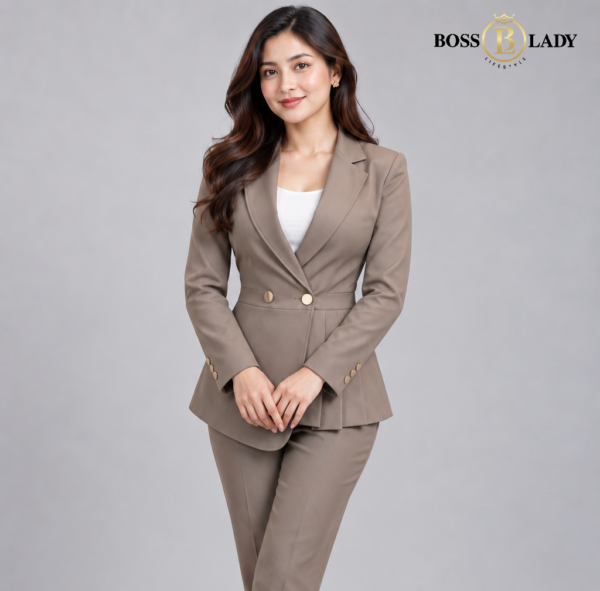 Tailored Peplum Brown Blazer