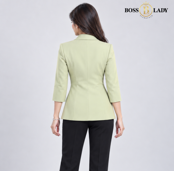 Light Green Double-Breasted Longline Blazer