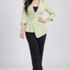 Light Green Double-Breasted Longline Blazer