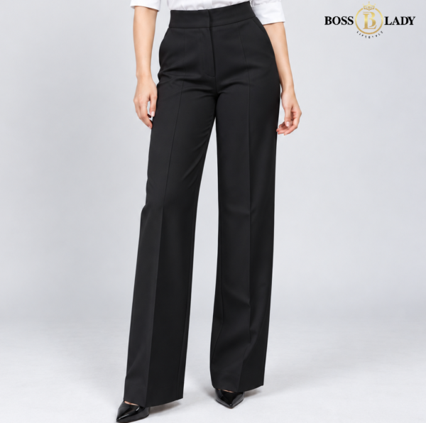 00 PLAIN BK 1 Black Parallel-Fit Formal Pant