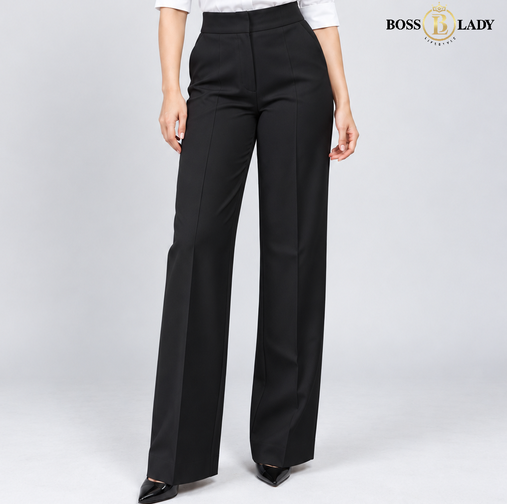 Black Parallel-Fit Formal Pant