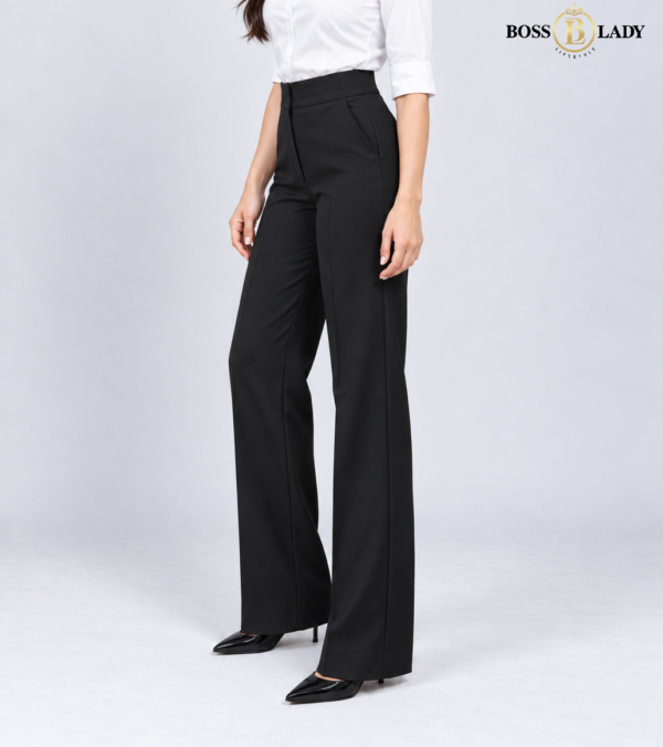 00 PLAIN BK 3 Black Parallel-Fit Formal Pant