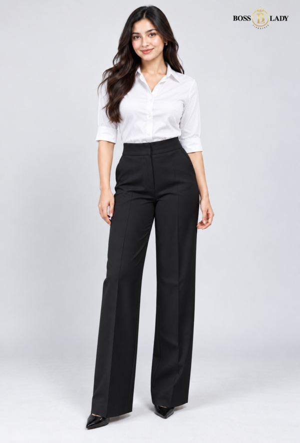 00 PLAIN BK 5 Black Parallel-Fit Formal Pant