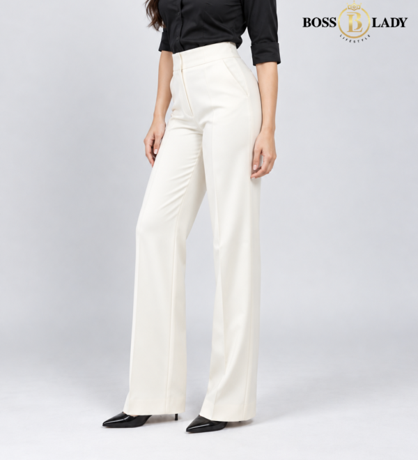 White Parallel-Fit Formal Pant