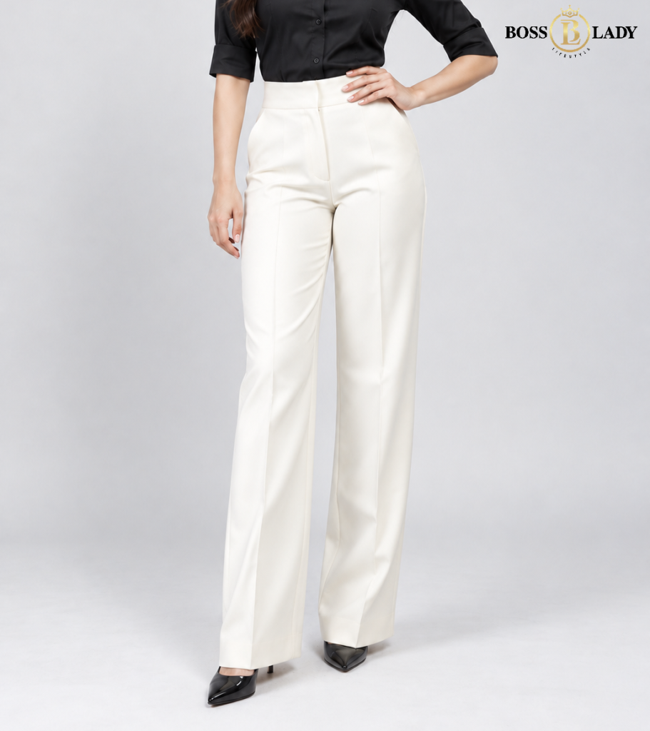 White Parallel-Fit Formal Pant