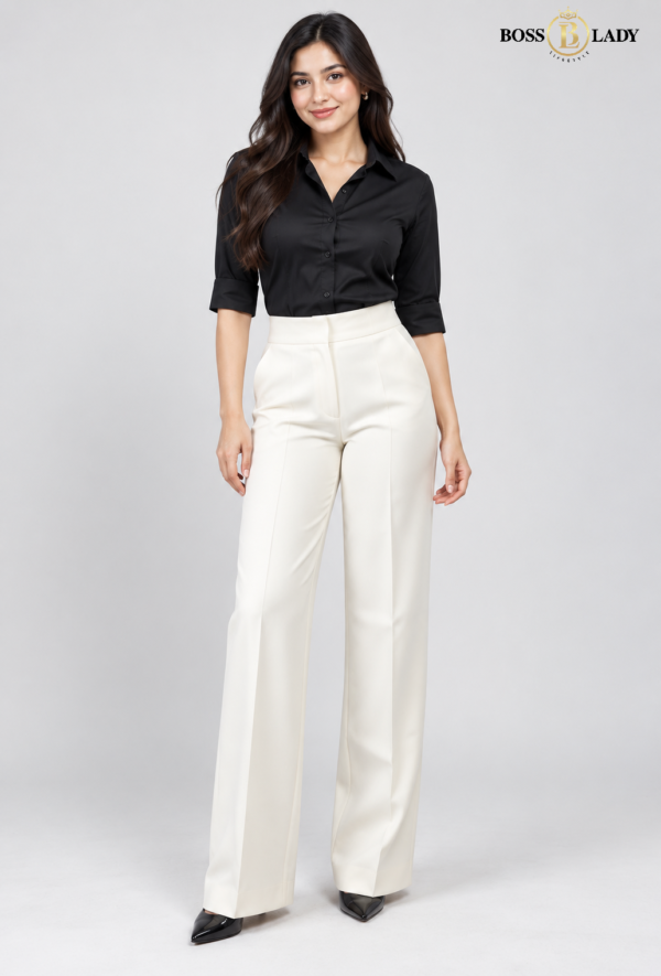 White Parallel-Fit Formal Pant