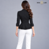 Black Single-Buckle Belted Peplum Quarter Blazer