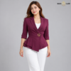 00 PP HPR 1 Purple Single-Buckle Belted Peplum Quarter Blazer