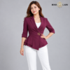 00 PP HPR 2 Purple Single-Buckle Belted Peplum Quarter Blazer