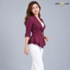 00 PP HPR 3 Purple Single-Buckle Belted Peplum Quarter Blazer
