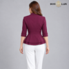 00 PP HPR 4 Purple Single-Buckle Belted Peplum Quarter Blazer