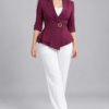 00 PP HPR 5 Purple Single-Buckle Belted Peplum Quarter Blazer