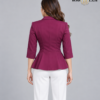 Wine Asymmetric Double-Breasted Peplum Full Blazer