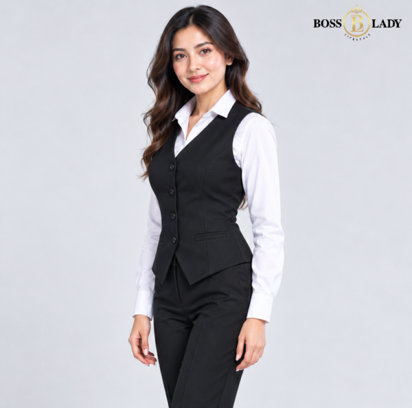 Sleeveless Blazer Black Waistcoat