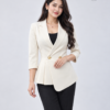 Cream Double-Breasted Longline Blazer
