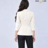 Cream Double-Breasted Longline Blazer